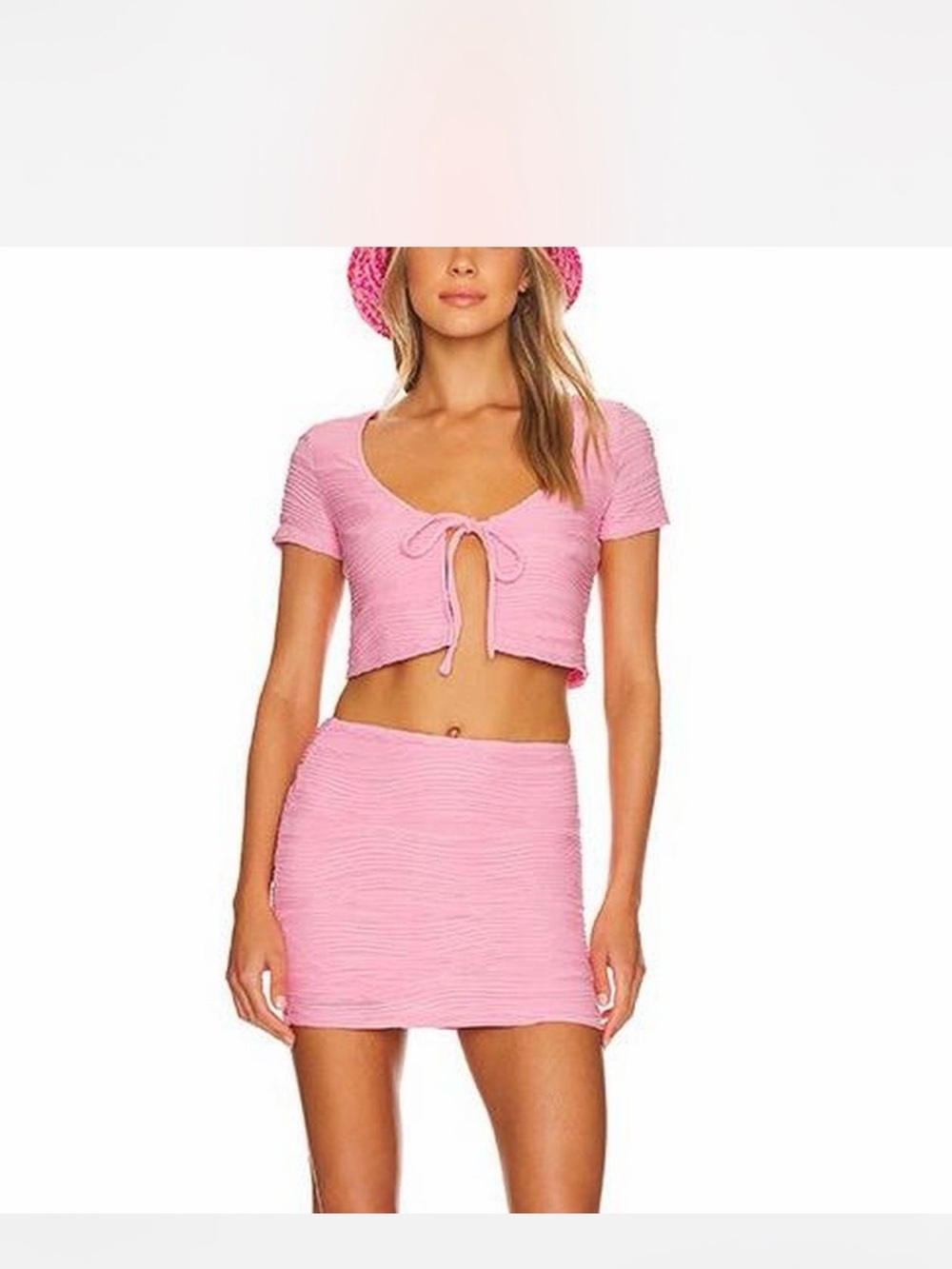 superdown Pink Ribbed Two-Piece Set